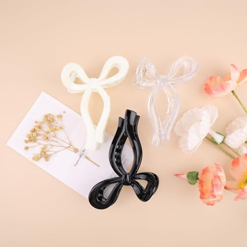Kesfey pince à cheveux noeud en plastique Pince Cheveux Papillon 3 Pièces Barrette Cheveux Femme Antidérapante Hair Clips Ultra-Résistant Cheveux Accessoire Convient Fêtes Plage Vacances