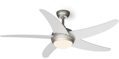 Klarstein Bolero Deckenventilator Mit Beleuchtung – Smart App & Fernbedienung, 132cm, 6 Geschwindigkeiten, Sommer & Wintermodi, Leise, Energieeffizient, Modernes Design, Weiß
