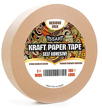 TSSART K49 – Ruban adhésif en papier kraft marron avec résistance à l'oxydation pour encadrement, masquage, scellage et emballage – 2,5 cm de large et 55,4 m de long