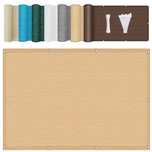 Segeltuch mit Ösen 3.6 x 5 m Rechteckig Sonnensegel Rechtwinklig mit Ösen Sonnenschutz Windschutz Terrasse Garten Balkon, Creme Farben