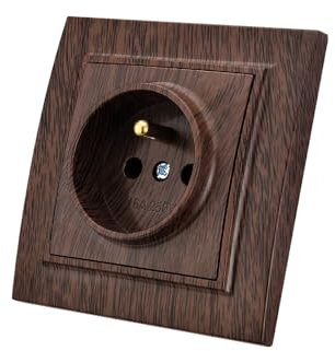 Prise murale encastrable,Prises electriques Standard,Prise murale d'intérieur 250V AC 16A,Prise de terre steckdose française Grain de bois foncé