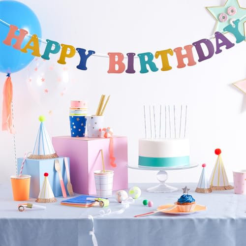 Joyeux anniversaire Guirlande d'anniversaire Guirlande d'anniversaire Décoration Or Rose Anniversaire Bannière d'anniversaire Colorée Enfants Adultes Fille Garçon