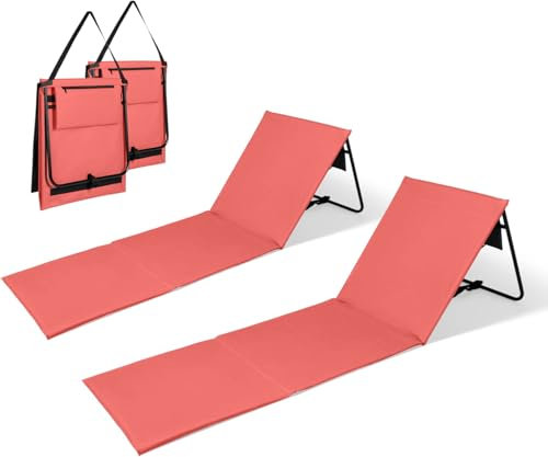Intimo Living 2er Set Strandliegen mit stufenlos Verstellbarer Rückenlehne - Die Strandmatten gefüllt mit Komfortschaum sind Ultraleicht und platzsparend zusammenfaltbar - Orange