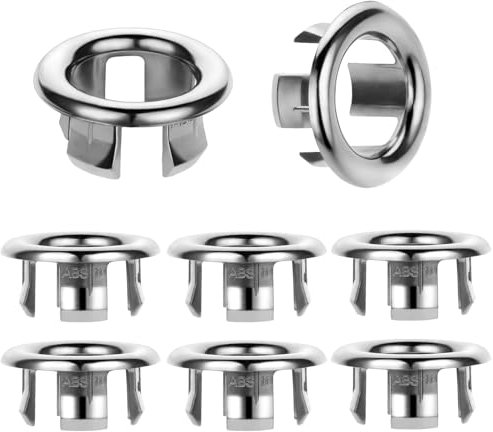 8 Stück Waschbecken Überlauf Abdeckung Runde Überlaufabdeckung Plug-in Hohl Sinken Überlauf Ring für Spülbecken Wanne Küche Badezimmer