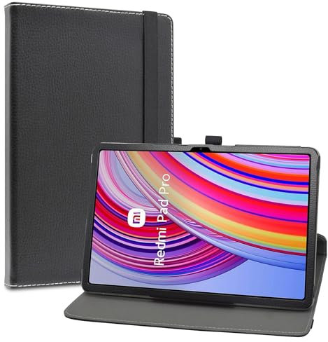 LiuShan pour Redmi Pad Pro,Slim PU Cuir Etui et Pliable Stand Folio Coque Couverture pour Xiaomi Redmi Pad Pro/Xiaomi POCO Pad 12.1 Tablette, Noir