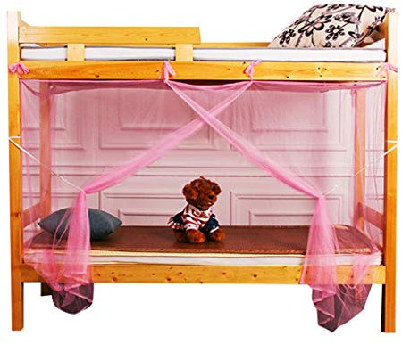 Pleayietoopiatiey Literas para niños, cenefa para dormitorio de estudiantes, mosquitera, cuatro esquinas, repelente de insectos, color rosa, 90 x 190 x 150 cm