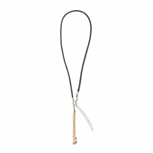 Wifehelper Flute Necklace Jewelry, Handcrafted Metal Mini Flute Pendant Musical Instrument Necklace with Lifelike Details for Unique Style Memorial Necklace (Gold)