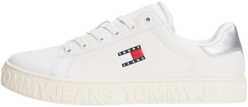 Tommy Jeans Tjw Logo Outsole Sneaker Ess En0En02703, Basso Top, Donna, Bianco (Ecru/Silver), 41 EU