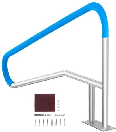 VEVOR Corrimano per Piscina 1371,6 x 914,4 mm Ringhiera per Piscina in Acciaio Inossidabile con Piastra di Base per Piscine Interne Esterne, Ringhiera di Sicurezza per Piscina con Copertura Maniglia