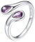 Bestyle Verstellbare Ringe Damen Silberring Silber 925 Edelsteinen Lila Stein Fingerring Offen Chunky Rings Weißgold Eheringe Promise Ring Stressring mit Synthetischer Aquamarin