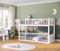 Bellabino Etagenbett Erie 90x200 cm, Hochbett umbaubar in 2 Kinderbetten 90x200 mit Lattenrost und Rausfallschutz, aus Kiefer Massivholz, Weiß mit 2 Matratzen