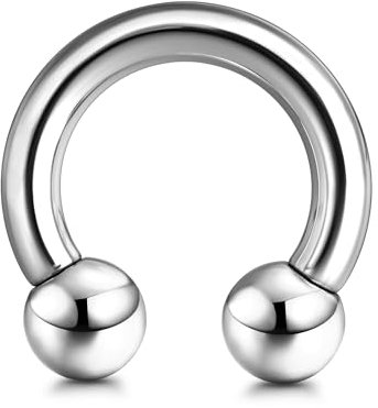 BodyBonita G23 Titan Septum Piercing 12G - Hufeisen Circular Barbell Nasenpiercing Schmuck ASTM F136 Titan Ohrringe für Frauen Männer Silber 10mm