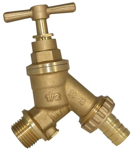 UKDeals Direct® Outdoor 1/2'' Garden Tap, Through Tube, Wall Flange Bracket 1/2, Back Plate Elboe 15mm x 1/2 (Garden Tap with Check Valve)