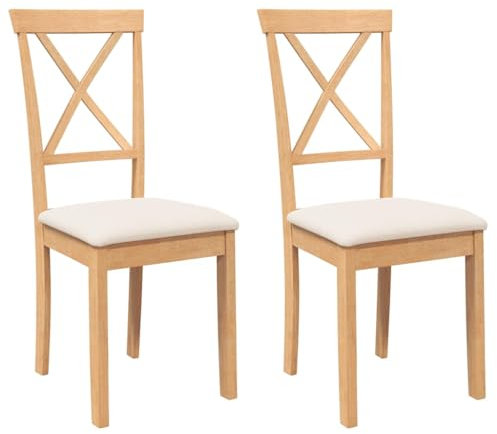 vidaXL Sillas de Comedor con Cojines 2 uds Madera Maciza Caucho, Silla de Comedor, Silla de Cocina, Asiento de Comedor, Silla, Silla de Sala de Estar