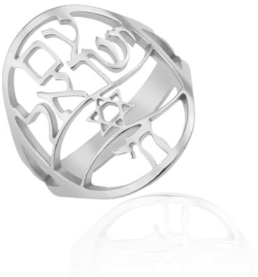 VASSAGO Davidstern Ring Edelstahl jüdische Chai Ringe Am Yisrael hebräisches Amulett Schmuck Geschenk für Frauen Männer