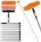13Ft Extendable Window Cleaner, 2-in-1 Window Cleaning Equipment, Telescopic Long Window Cleaning Tool for High Windows Car Glass, with 2 Orange Microfiber Cloth & Squeegee Blade