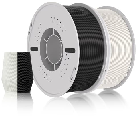 PLA Matte 3D Drucker Filament 1.75mm Maßgenauigkeit+/-0.03mm, Hohe Geschwindigkeit&Einfaches Drucken Filament Compatible with Bambu Lab All 3D Printers-2kg Spule(4.4lbs)-2PCS Weiß+Schwarz