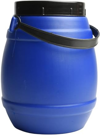 Plastic Food Storage Barrels with Screw-On Lid & Handles – 1.2L to 5L – Food-Safe, Durable, Lightweight, Perfect for Fermenting, Water & Kitchen Use (6, Blue, 2.5L)