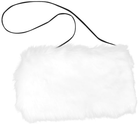 Kunstpelz Handwärmer Muff für Damen, Warm und Weich, Weiß | Winter und Party, Hält Hände Angenehm Warm, Bequemes Design, für Frauen und Damen