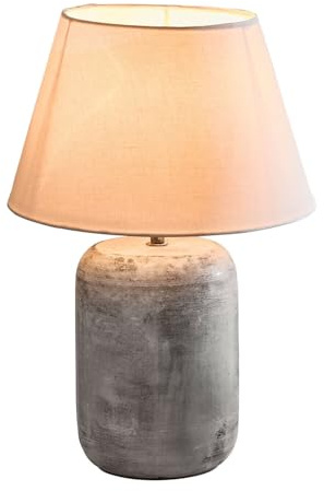 LOBERON Tischlampe Ciel d'Opale, grau/weiß | Beton-Optik - Reduziertes Design - Tischleuchte - Wohnaccessoire - Baumwolle - Eisen