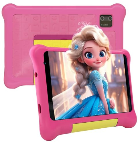 Whitedeer 7 Inch Kids Tablet, Android 13 Tablet for Kids, 5GB+32GB+128GB, Pre-installed kids Apps, 1024x600, 2500mAh, 0.3MP+2MP Dual Camera, WiFi 6, BT5.2, Android Tablet with Shockproof Case(Pink)