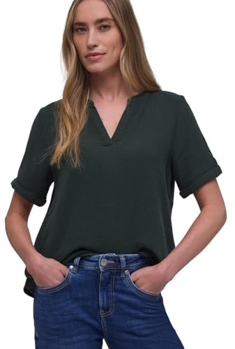 Street One Kurzarm Bluse in Musselinqualität mit Turn-Up