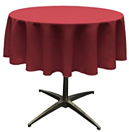 LA Linen Poplin Round Tablecloth, Polyester, Cranberry, 51-Inch