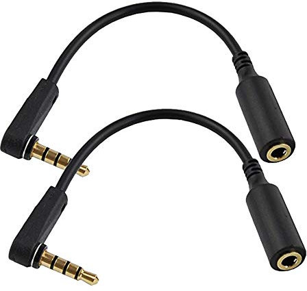 Seadream 2PACK 6 inch 4-Pole 3.5mm Male Right Angle to Female Stereo Audio Cable Headset Headphone Extension Cable Replacement for Beats Dr. Dre Studio iPhone,3.5mm M to F Audio Cable,Black