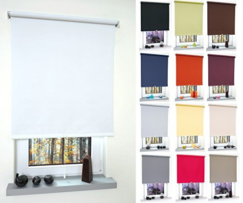 Garduna Pull Verdunkelungs-Rollo # Weiss 102cm # viele Farben & Größen - komplett verdunkelnd/Blackout Mittelzugrollo Springrollo Schnapprollo