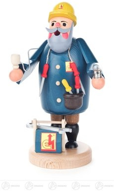 Rudolphs Schatzkiste Räuchermann Elektriker Breite x Höhe x Tiefe 10 cmx19 cmx8 cm NEU Erzgebirge Rauchmann Räucherfigur