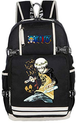 WANHONGYUE One Piece Trafalgar Law Anime Backpack Schultasche Student Laptoprucksack Rucksack mit USB-Ladeanschluss /21