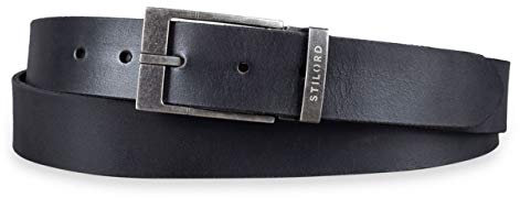 STILORD Ledergürtel Herren Schwarz für Business Casual Anzug Jeans Herren-Gürtel Universal Kürzbar mit Shabby Geschenkbox 34 mm echtes Vintage Büffel-Leder, Farbe:Schnalle antik - silbern I I