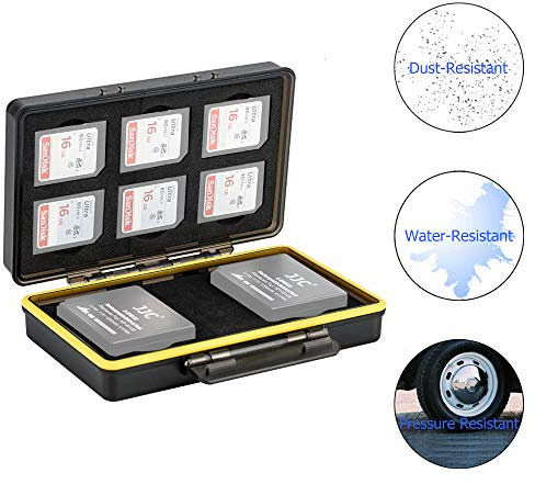 JJC Speicherkarten Aufbewahrung für 6 SD SDHC SDXC Speicherkarten mit 2 Slots für Fujifilm NP-W126 NP-W126S auf X-T3 X-T30 X-T100 X-A5 X100F X-A10 X-Pro2 X-Pro1 X-T2 X-T1 X-T20 X-T10 X-E3 Akku Tasche