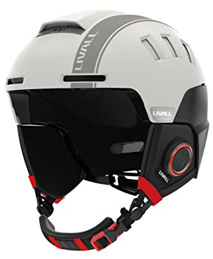 LIVALL RS1 Smarter Ski- und Snowboardhelm mit SOS-Alarm, 2 Stereo Lautsprecher für Navigation, Musik und Anruffunktion, weiß, Größe 54-58 cm M