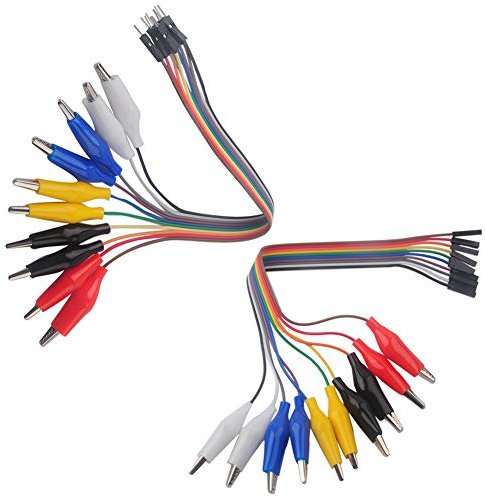 Wishiot Prüfleitungs-Clip, Krokodilklemme auf Buchse/Stecker, Steckplatine, Dupont-Kabel, Bündel für Arduino Micro:bit (20 Stück)