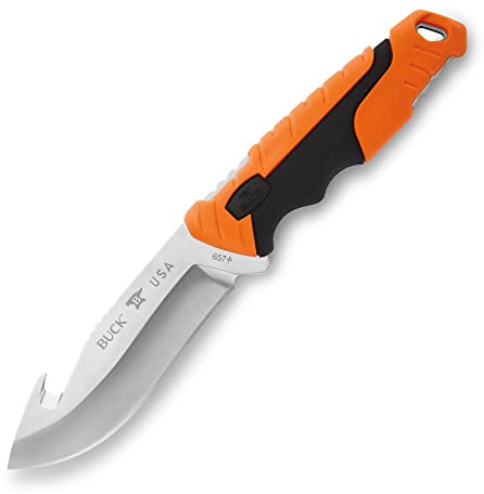 Buck knives 657 Pursuit Pro cuchillo de caza de hoja fija con guthook, hoja de acero inoxidable S35VN de 4-1/2, funda de poliéster incluida