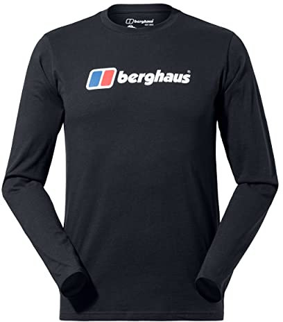 Berghaus Men's Organic Big Classic Logo Long Sleeve T-Shirt, Black, XS
