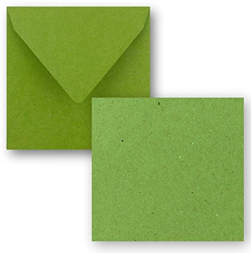 Quadratisches Einzelkarten-Set - 15 x 15 cm - mit Brief-Umschlägen - Kraftpapier Hellgrün- 25 Stück - für Grußkarten & mehr - FarbenFroh by GUSTAV NEUSER