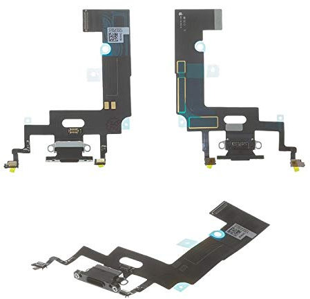 Flex Cable Repair Parts Replacement compatible with iPhone XR, (charge connector, black, with microphone, Original (PRC))