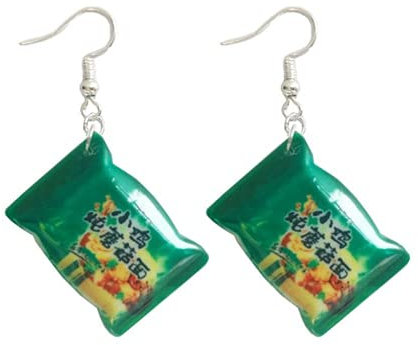 XIGAWAY Lustige kleine Simulation Instant-Nudel Chili Food Drop Ohrringe Modeschmuck, Kunststoff,