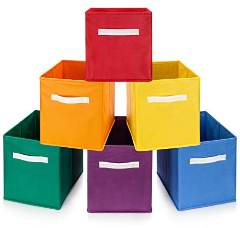 Luv Color Rainbow Bins for Organization Set of Six Cube Storage Bins 10.5 X 10.5 Storage Bins for Bedroom Organization Cubby Storage Bins Or Rainbow Decor for Classroom Playroom Or Cube Organizer