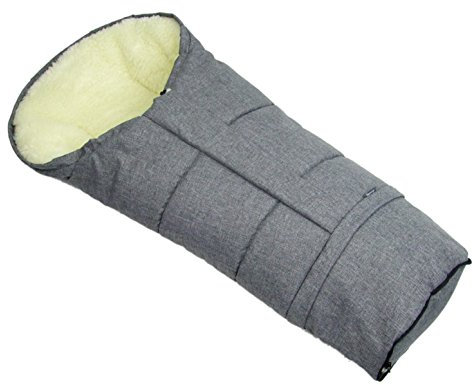 BAMBINIWELT Winterfußsack Fußsack für Kinderwagen, Buggy oder Schlitten, in Mumienform, aus Wolle, Größe anpassbar, MUMIE MELIERT (dunkelgrau MELIERT)