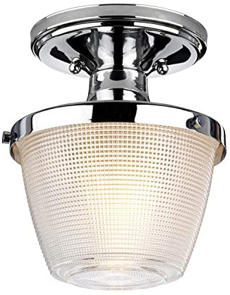 Licht-Erlebnisse Deckenlampe Bad IP44 klein Ø18cm E27 in Chrom Klar Jugendstil Metall Glas Badezimmerleuchte Decke