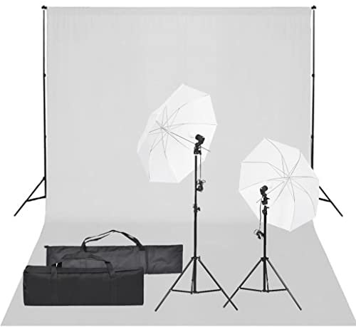 vidaXL Fotostudio Set mit Beleuchtung Hintergrund Stativ Schirm Tragetasche Hintergrundsystem Studioleuchte Foto Studioset Fotografie