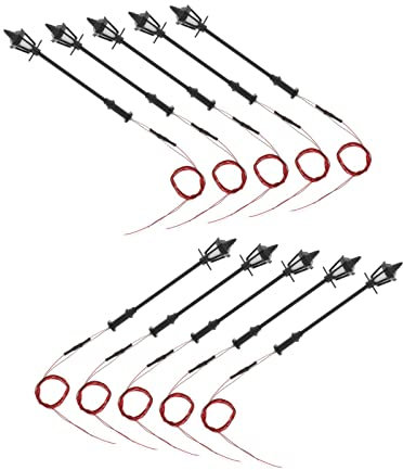 LOVIVER 10 X Spur H0 LED Parklaterne Laterne Straßenlaterne Stadtlaterne Lampe 1:100, Warmer LED-Einzelkopf