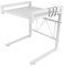 homewell Organizzatore da cucina in acciaio inox, scaffalatura per microonde, dimensioni regolabili, scaffale per microonde, forno quadrato a 2 piani con 3 ganci, bianco (40-65) x 36 x 42 cm