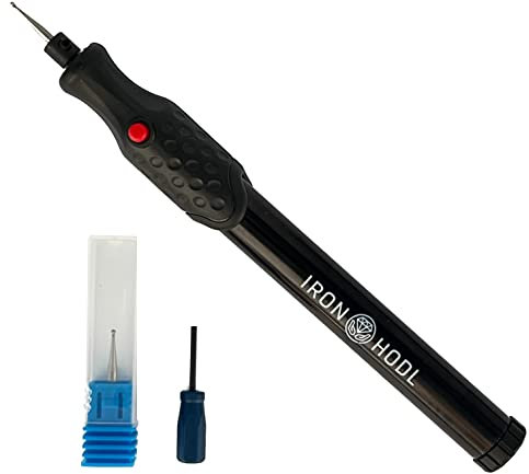 IRON HODL - Gravierstift mit Diamantspitze für Metall, Keramik, Glas gravieren - 2X AAA Batteriebetrieben - Engraving Pen Gravierstift Elektrisch für DIY Schmuck und Schloss Gravur Gerät (schwarz)