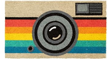 Fisura - Original Retro Camera Fußmatte aus Kokosnuss mit Rutschfester PVC-Rückseite. Lustige Welcome Fußmatte. Handbemalt. Größe: 70 cm x 40 cm