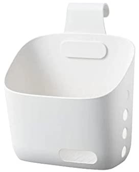 FIYSON 3 Stk Hängekorbe Organizer,Aufbewahrungskorb zum Aufhängen, Badezimmer Duschkorb zum Aufhängen mit Haken Ablaufloch, Aufbewahrungskörbe Organizer für Küche, Bad, Kleiderschrank (Weiß,Groß)