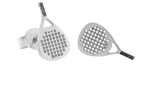 CODEONE | Pendientes Pala de Pádel de Acero Inoxidable | Diseño Artesanal en Color Plateado | Raqueta Deportiva | Estuche de Regalo